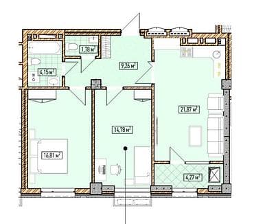 72: 3 комнаты, 73 м², Асанбай мкр Элитка, 8 этаж, ПСО (под самоотделку) — 2