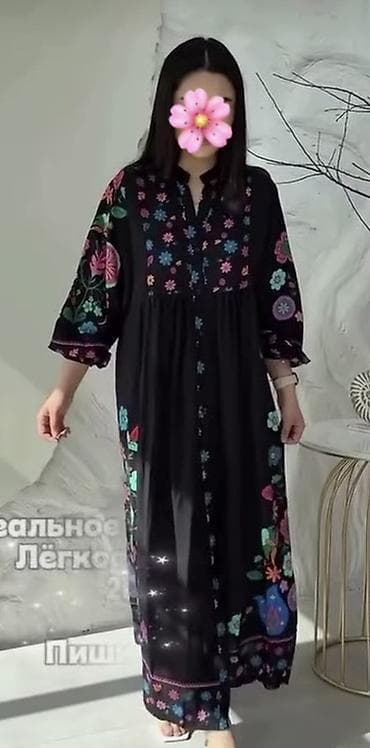 бохо стиль: Повседневное платье, Длинная модель, Платье-рубашка, Стандарт — 2
