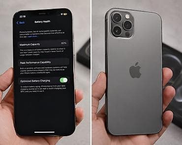 IPhone 12 Pro, Б/у, 128 ГБ, Графит, Защитное стекло, 82 %