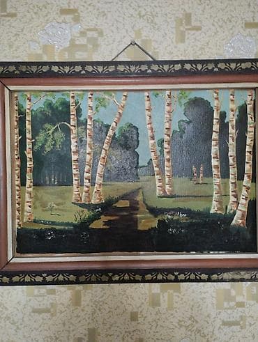 аламединское ущелье: Картина «Берёзовая аллея» - Жанр: пейзаж - Техника: масло на холсте — 1