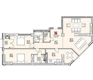 жк бакай: 3 бөлмө, 117 м², Элитка, 7 кабат, Даяр ПСО (өзү оңдоп түзөтүп бүтүү үчүн) — 2