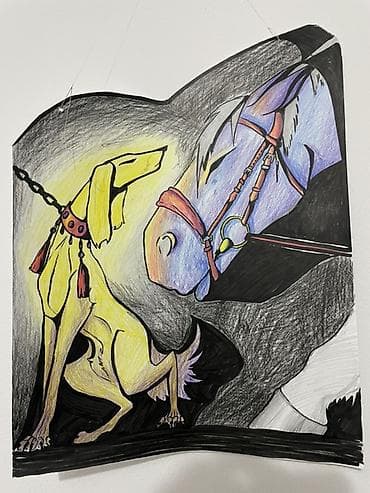 sketch book: Авторский рисунок на бумаге: « Два инстинкта» - Техника: цветные — 2