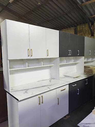 бетонная столешница: Кухонный гарнитур, цвет - Белый — 6