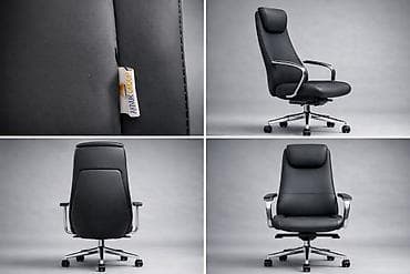 Офис шкафтары: Офис креслолор, Жаңы, Дөңгөлөктүү, түсү - Кара, Экокожа, Акылуу жеткирүү — 9