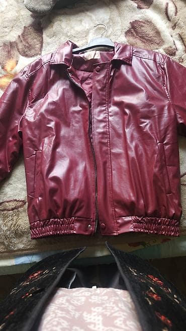 Верхняя одежда: Бордовая куртка из кожзама - Материал: гладкий кожзам (эко‑кожа) с — 1