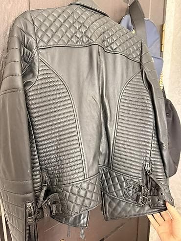 кожаные пиджак: Косуха из чёрной кожи с выразительной стёжкой и мото-деталями. - — 2