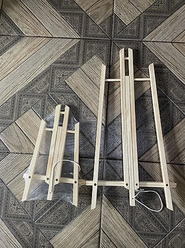 Канцтовары: Мольберт 1шт 50см 450с/2шт 35см 350с Холст 250с в наличии 7шт Палитра — 1