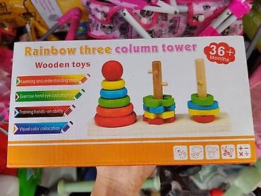 Деревянная развивающая игрушка Rainbow Three Column Tower (для детей