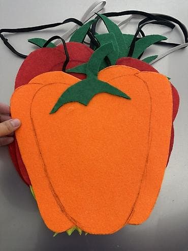 карнавальный костюм: Набор детских костюмов-накладок из фетра «Овощи» На резинке - Яркие — 6