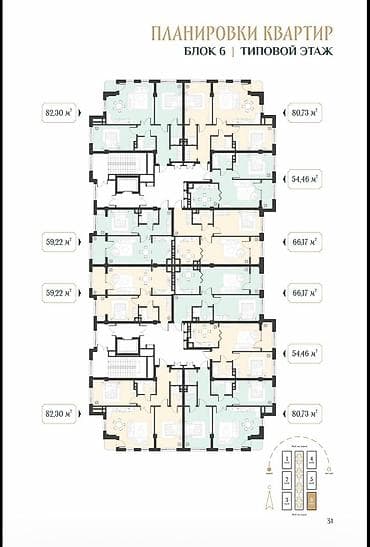 Продажа квартир: 3 комнаты, 82 м², 7 этаж, ПСО (под самоотделку) — 2