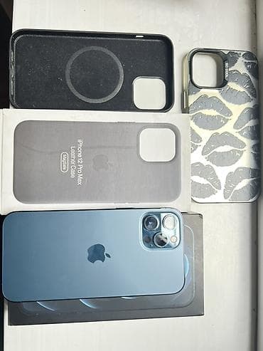 iphone 12 mini: IPhone 12 Pro Max, Б/у, 256 ГБ, Pacific Blue, Коробка, 77 % — 3