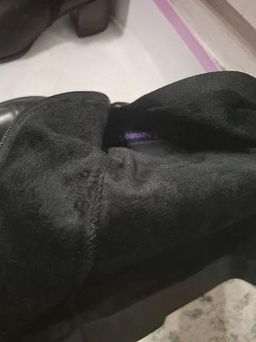 женские шубы: Женские высокие сапоги, цвет черный. - Материал верха: кожа — 4