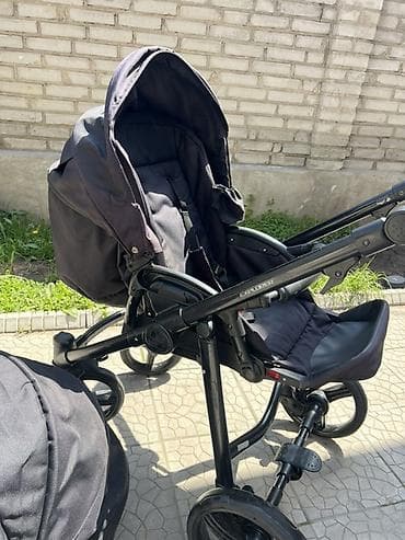 Коляски: Детская коляска 2-в-1 (люлька + прогулочный блок), цвет черный — 2