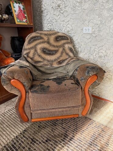 разные кресла: Комплект мягкой мебели, Б/у, Самовывоз — 6