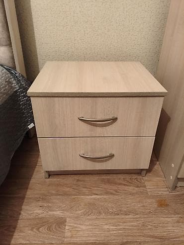 мягкая мебель бу: Спальный гарнитур, Двуспальная кровать, ДСП, Самовывоз, цвет - Бежевый — 8