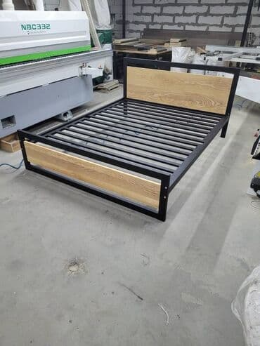 кровать железный: Спальный гарнитур, Двуспальная кровать, Металл, цвет - Черный — 8