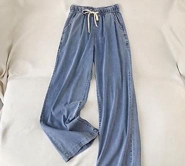 Джинсы, Клеш, Средняя талия, L