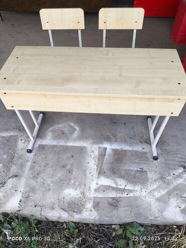 офисные столы и стулья: Комплект парты и стула, Самовывоз, цвет - Бежевый — 4