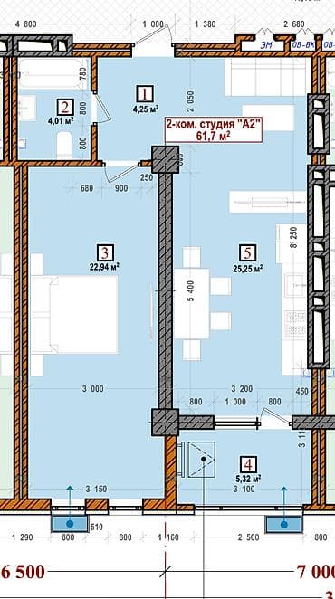 ts group: 2 комнаты, 62 м², Элитка, 9 этаж, Готовая ПСО (под самоотделку) — 9