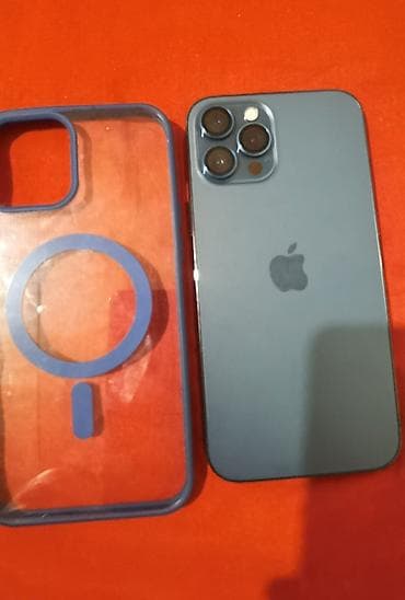 IPhone 12 Pro Max, Б/у, 128 ГБ, Pacific Blue, Чехол, 77 %