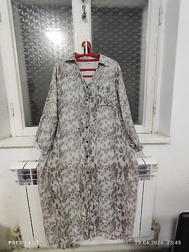 Повседневное платье, Лето, Длинная модель, Платье-рубашка, L