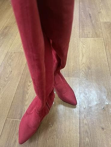 на сапог: Женские ботфорты-носочки на шпильке. - Модель: высокие — 3