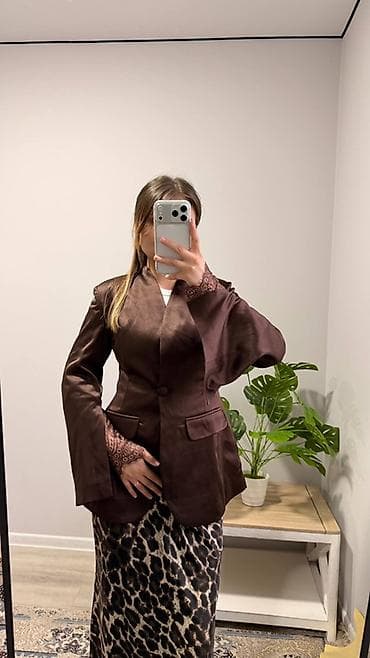 Женские пиджаки Лимонная двойка пиджак и штаны Пиджак шоколадный с — 4