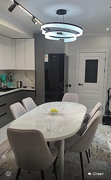 стеклянный обеденный стол: Кухонный стол и стул, цвет - Белый — 8