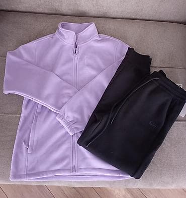 Фиолетовый сет из флиса и спортивный серый сет с начёсом из хлопка