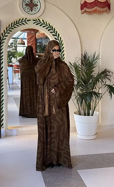 Айымдардын кийими: Абая с капюшоном и принтом - Свободный фасон с максимальной длиной и — 5