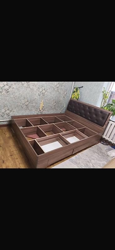 Спальные гарнитуры: Спальный гарнитур, Б/у, Двуспальная кровать, Кыргызстан, ДСП, Самовывоз, цвет - Коричневый — 3