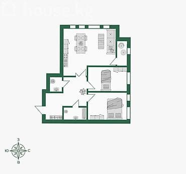 8: 3 комнаты, 87 м², ул. Горького / Панфилова Элитка, 8 этаж, ПСО (под самоотделку) — 8