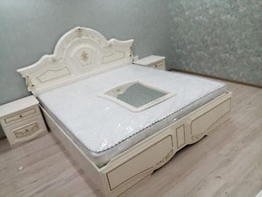 Спальные гарнитуры: Спальный гарнитур, Б/у, Двуспальная кровать, Тумба, Шкаф, Белоруссия, Платная доставка, цвет - Бежевый — 2