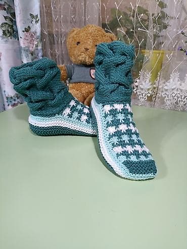 кардиган альпака: Вязаные тапочки -носочки 🩷💜💜 
ручная работа — 5