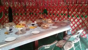 лава: Аренда юрты, Каркас Деревянный, 85 баш, С полом, Самовар, Стол — 10