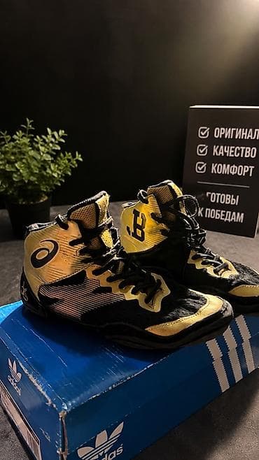 nike react: Борцовки ASICS, черно‑золотые, высокий профиль. - Размер: 37 (указан — 2