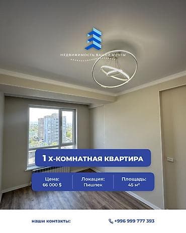 1 комната, 45 м², Пишпек Элитка, 8 этаж, Евроремонт at lalafo.kg 1 комната, 45 м², Пишпек Элитка, 8 этаж, Евроремонт