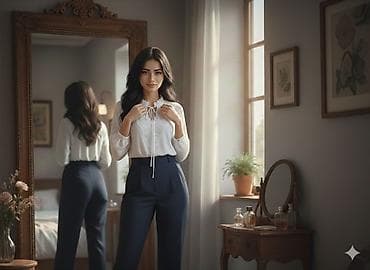 Шымдар: Белая женская блузка с кружевной отделкой и завязками - Цвет: белый — 3