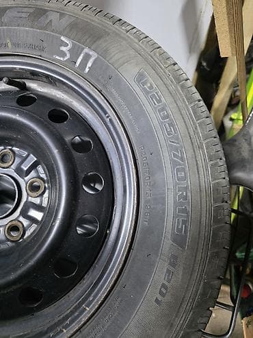 Колеса в сборе 205 / 70 / R 15, Лето, Б/у, Комплект, Легковые, Железные, отверстий - 5