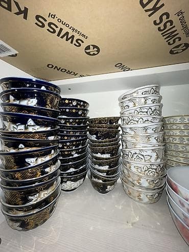 Кухонные принадлежности: Продам Набор фарфоровых пиал и тарелок рельефным краем - Материал — 9