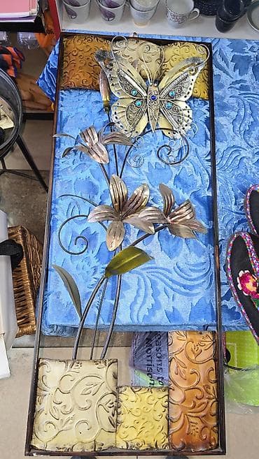 посуда охота: Картина из металла, 2000ые, высотой 83см, ширина 34см, 2000с — 1