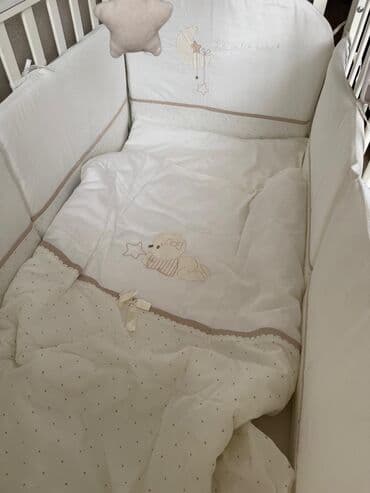 манеж с люлкой: Детская приставная кроватка, С колесиками, цвет - Белый — 9