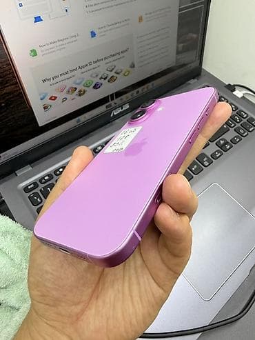 iphone за 0 руб: IPhone 16, Б/у, 128 ГБ, Розовый, Защитное стекло, Чехол, 89 % — 3