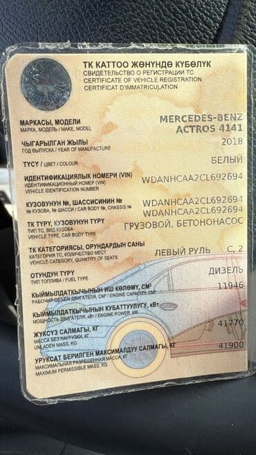 зеркала токмок: Бетононасос, Mercedes-Benz, 2018 г. — 1