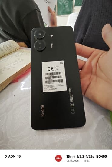 часы с экраном: Redmi, Redmi 13C, Б/у, 128 ГБ, цвет - Черный, 2 SIM — 1
