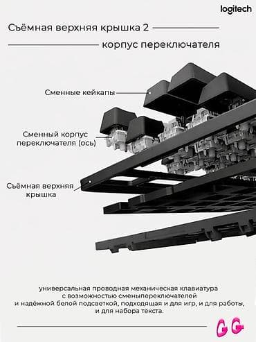 mouse pad: Клавиатура, Logitech, Механическая, Проводное подключение, Размер: 100% — 2