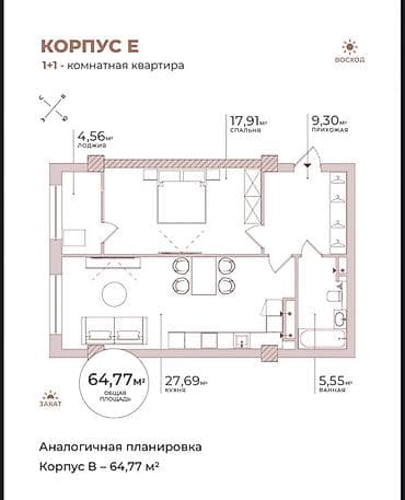 Новостройки от застройщика: 1 комната, 64 м² — 3