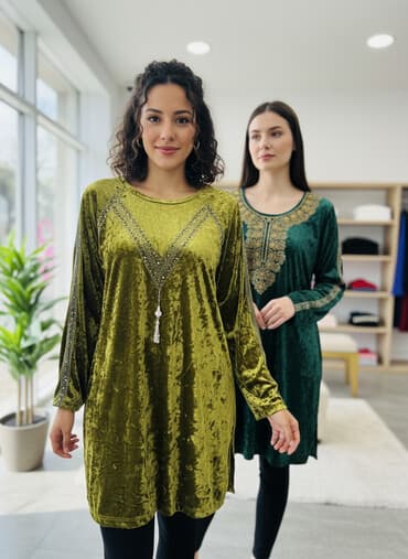 длинные платья в пол зеленого цвета: Восточные женские платья-абайи из бархата - Материал: мягкий — 1