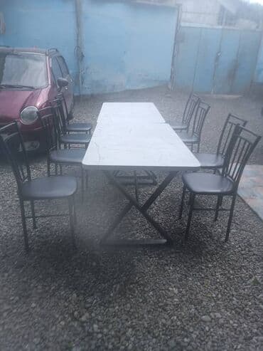 стол для чтения: Кухонный стол и стул, Б/у, Самовывоз, цвет - Серый — 3