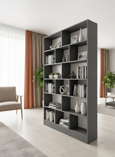 купить полки для цветов напольные: Стеллаж/этажерка с асимметричными ячейками - Материал: ЛДСП. - Цвет — 1